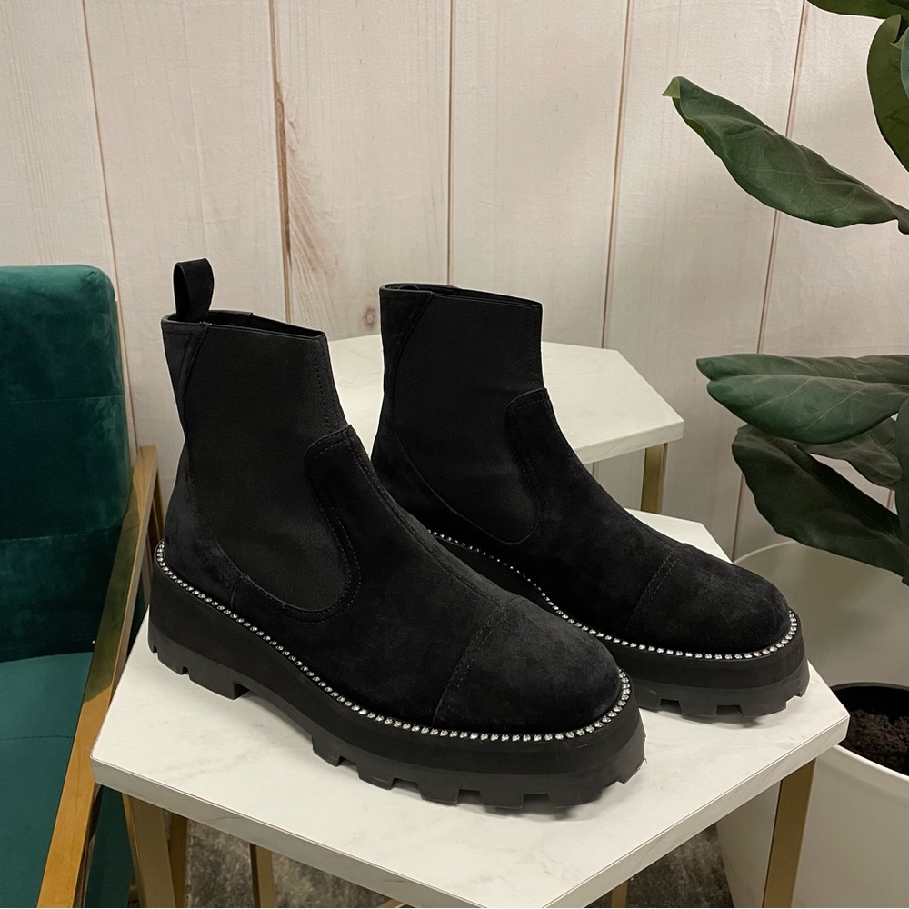 Jimmy Choo Clayton Crystal Embellished Suede Boots - Picture 1 of 10